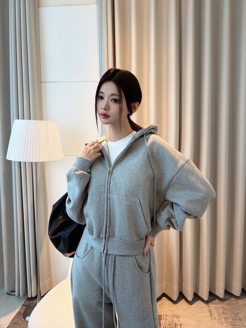 CLOTH韓國代購女裝新品時尚人氣熱賣休閑推薦套裝連帽衫抓絨CLOTH套裝