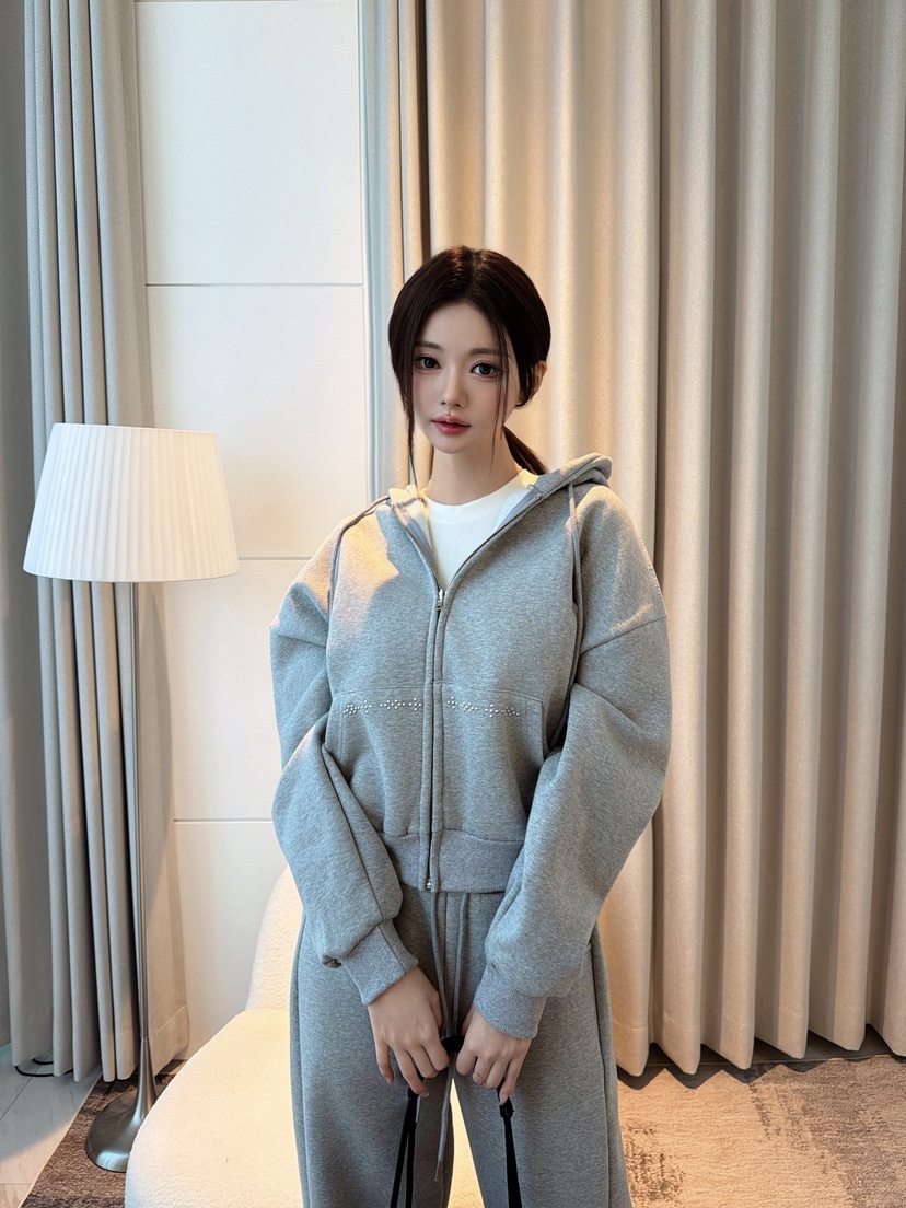 CLOTH韓國代購女裝新品時尚人氣熱賣休閑推薦套裝連帽衫抓絨CLOTH套裝