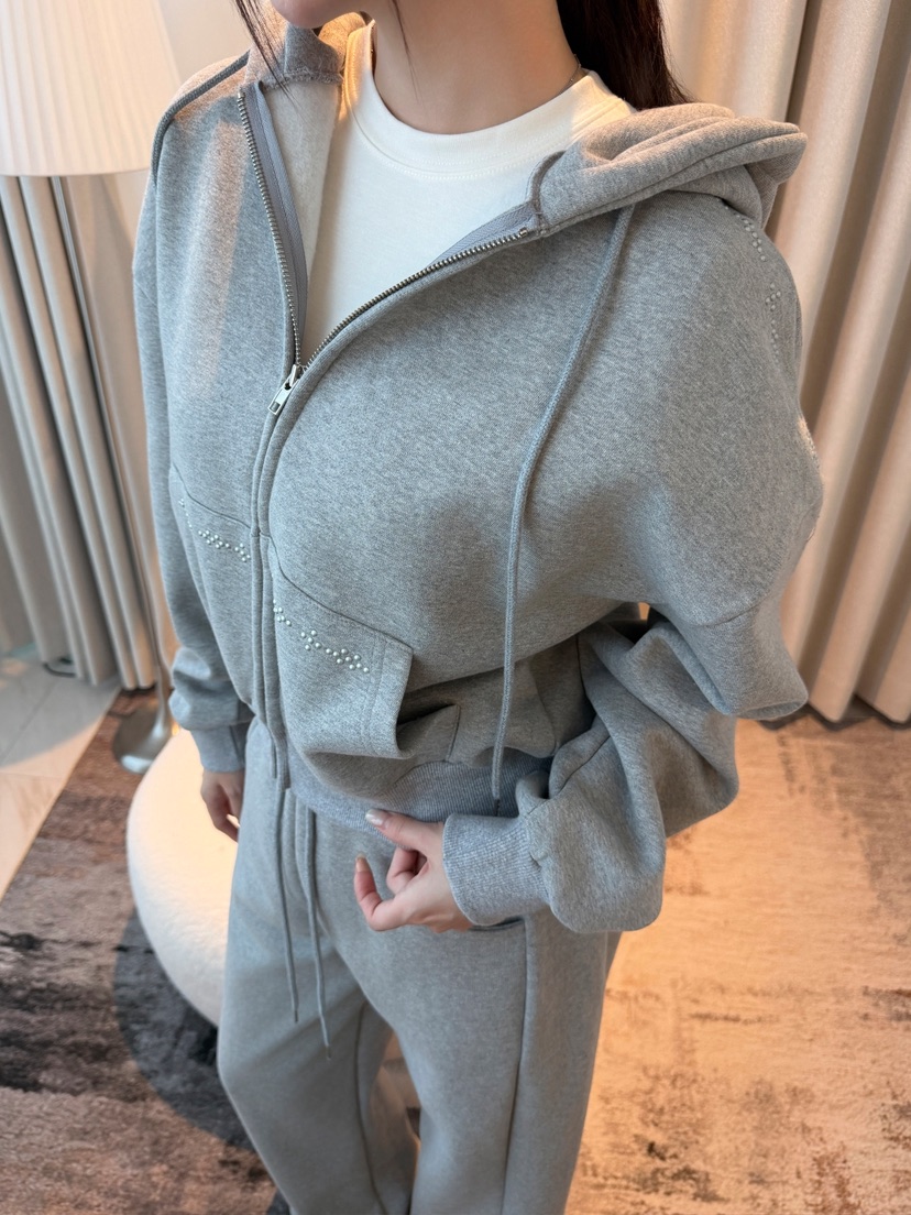CLOTH韓國代購女裝新品時尚人氣熱賣休閑推薦套裝連帽衫抓絨CLOTH套裝