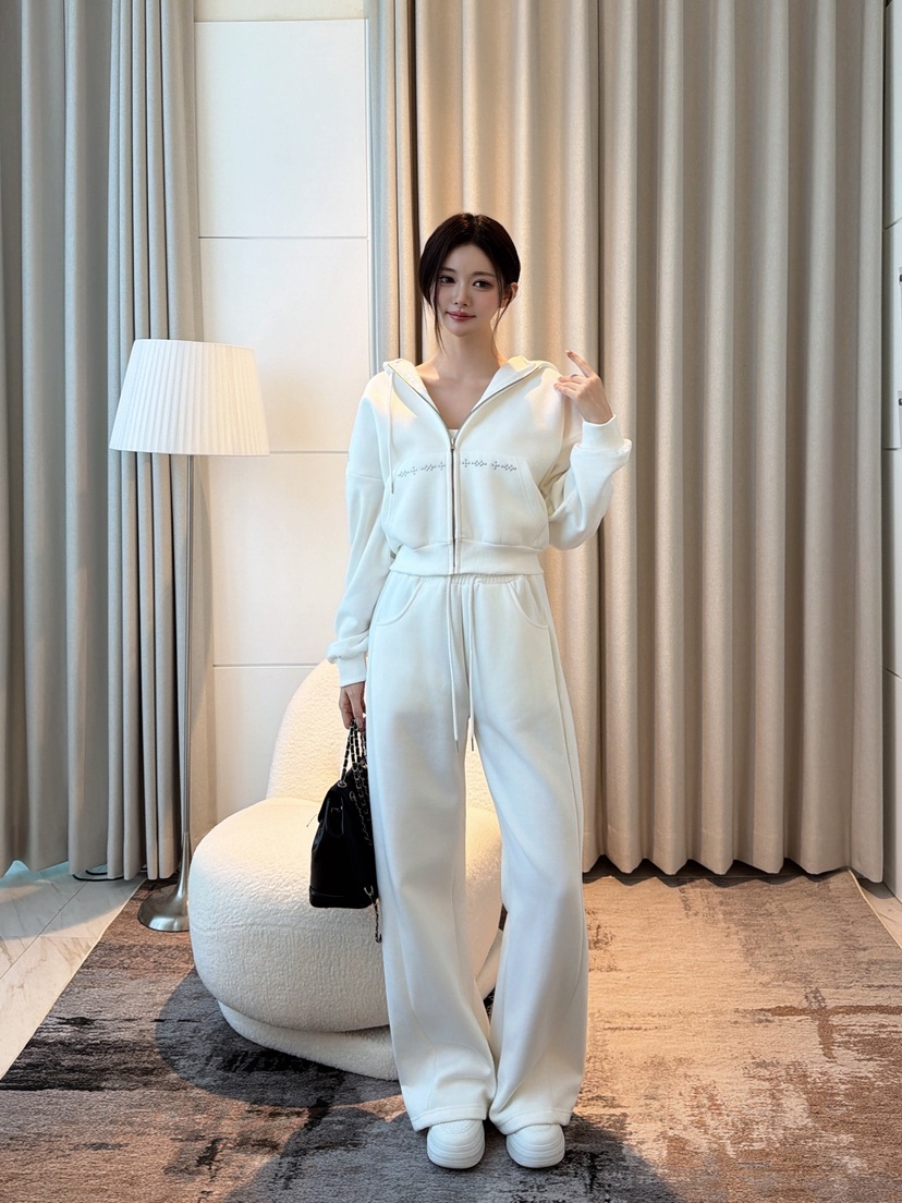 CLOTH韓國代購女裝新品時尚人氣熱賣休閑推薦套裝連帽衫抓絨CLOTH套裝
