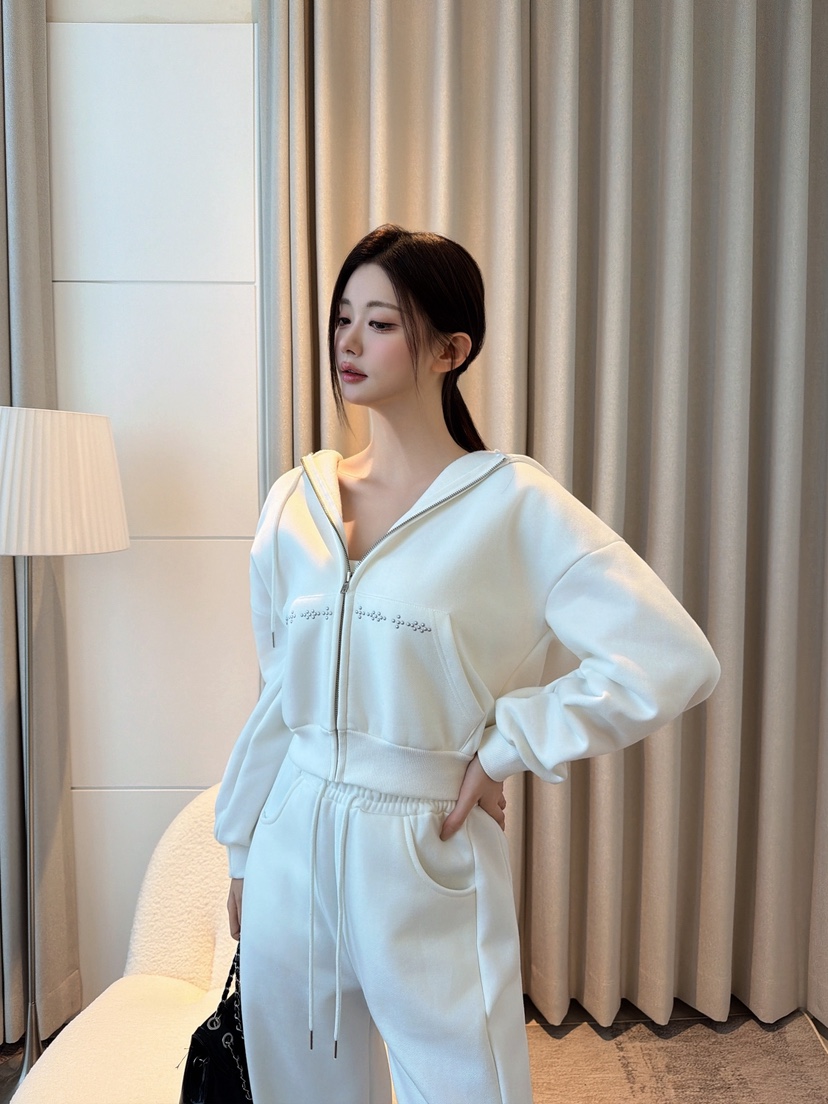 CLOTH韓國代購女裝新品時尚人氣熱賣休閑推薦套裝連帽衫抓絨CLOTH套裝