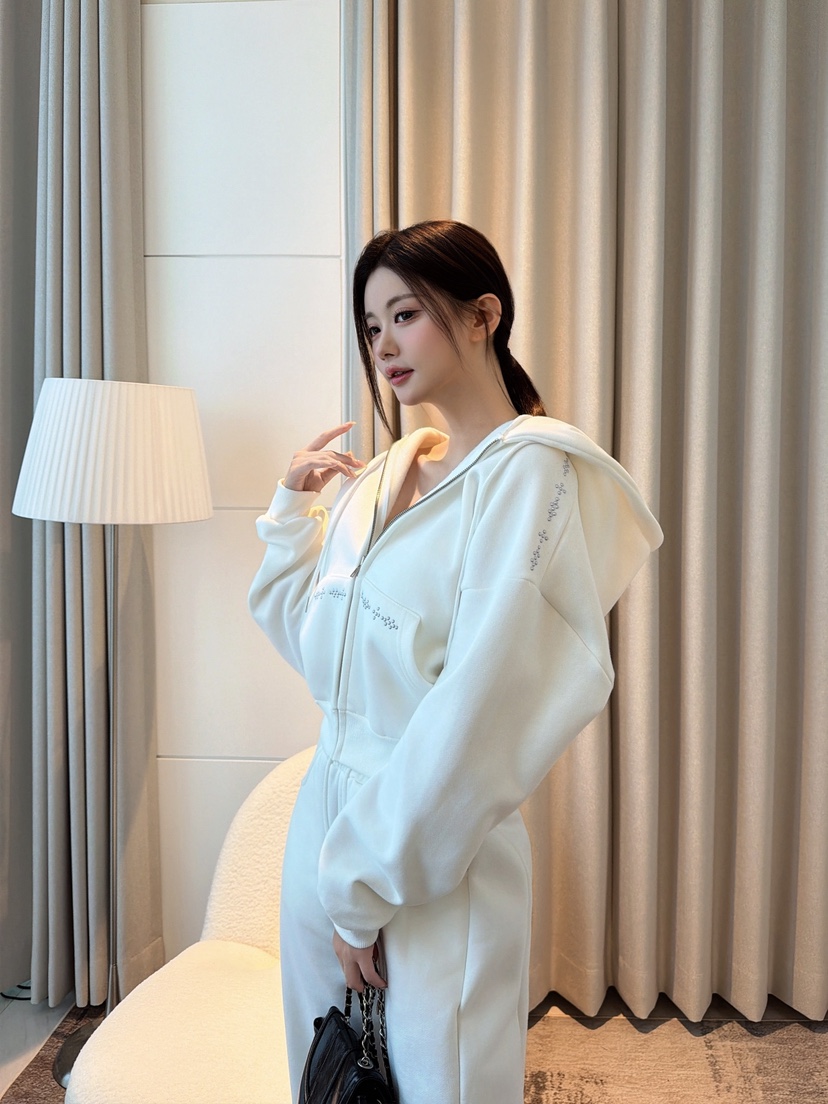 CLOTH韓國代購女裝新品時尚人氣熱賣休閑推薦套裝連帽衫抓絨CLOTH套裝