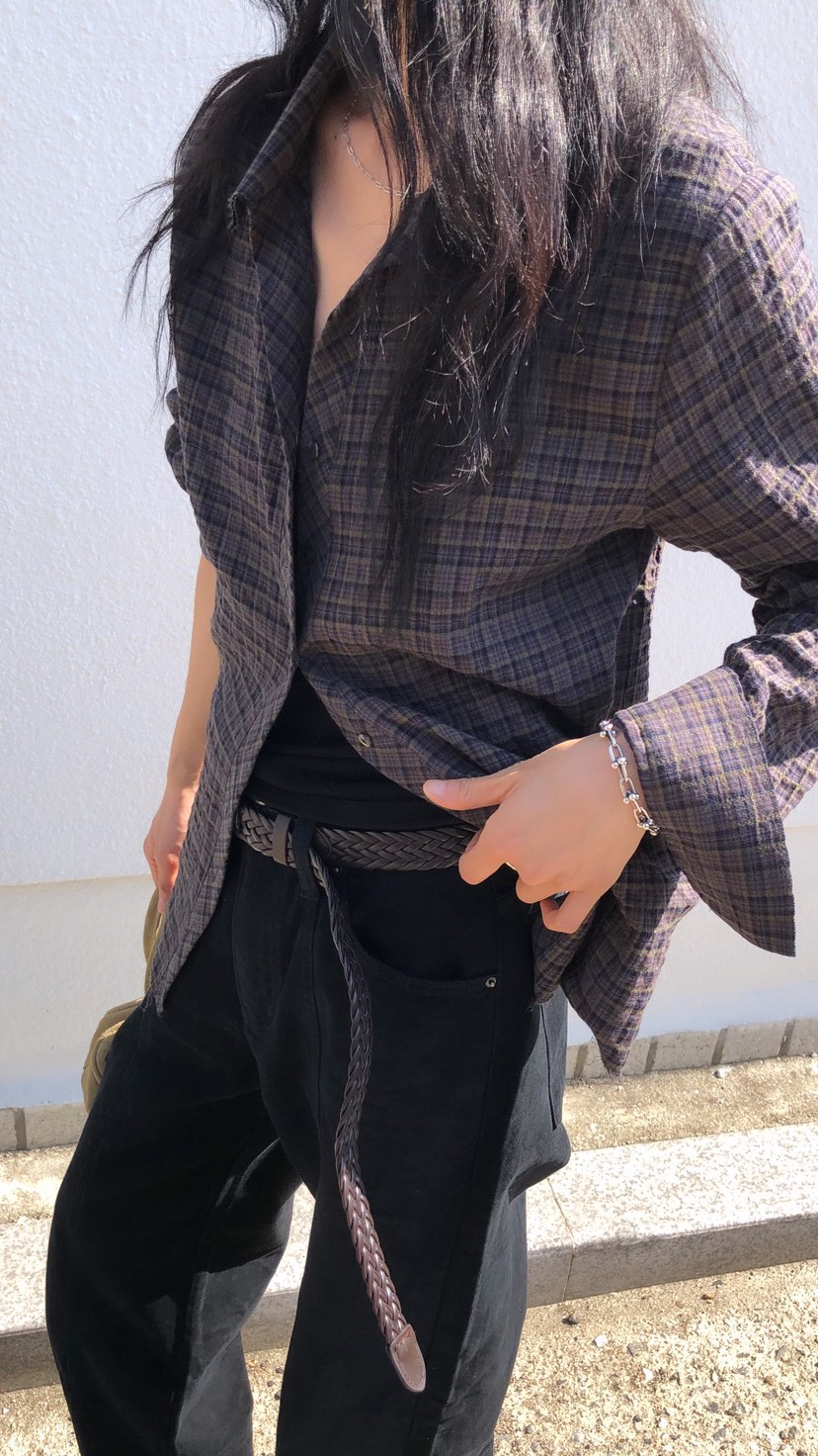 OVER RICH東大門代購女士新款人氣推薦休閑襯衫蕾絲衫格紋OVER RICH襯衫/蕾絲衫