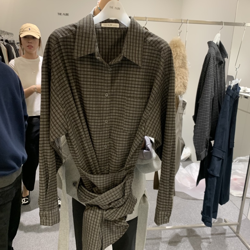 AUBE韓國代購女裝新品人氣真品推薦時尚休閑襯衫蕾絲衫北歐THE AUBE襯衫/蕾絲衫圖色1棕色