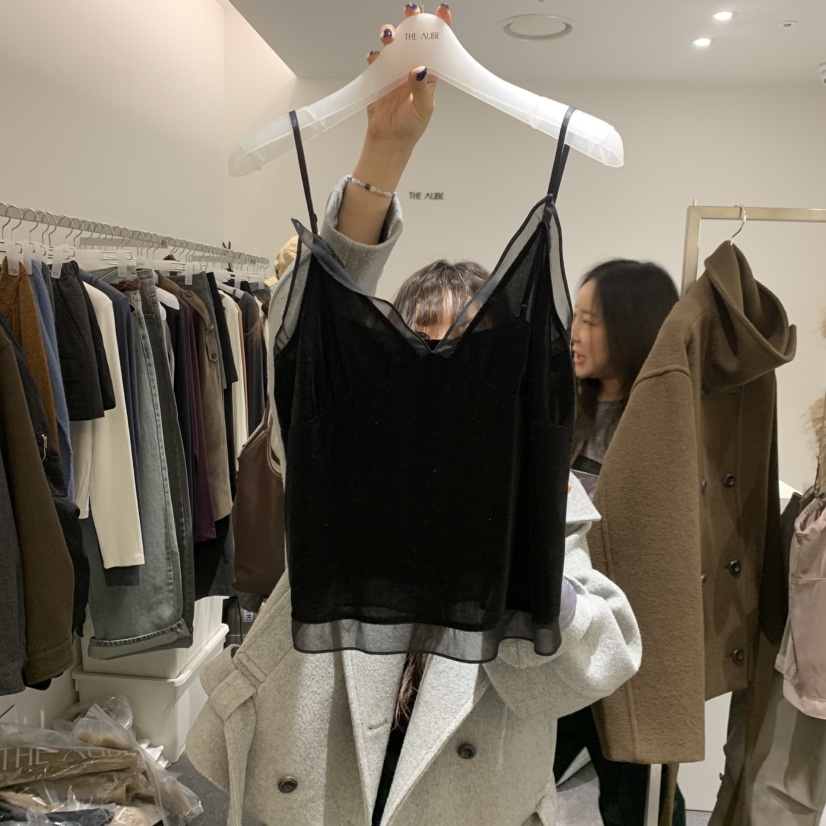 AUBE韓國代購女士新品真品休閑推薦人氣時尚熱賣吊帶背心THE AUBE吊帶/背心圖色3黑