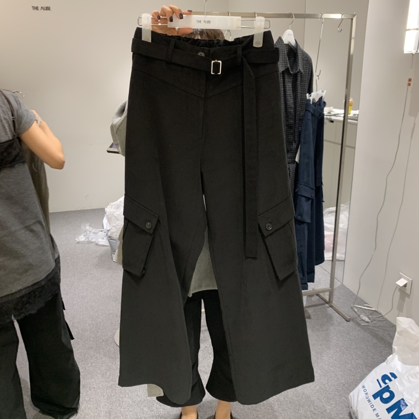 AUBE東大門實拍女士新款時尚人氣推薦熱賣休閑褲含腰帶磨毛THE AUBE休閑褲圖色3