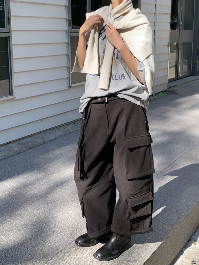 KARE/WEREPIECE東大門直郵女士新品推薦休閑褲含腰帶拉絨KARE/WERE PIECE休閑褲