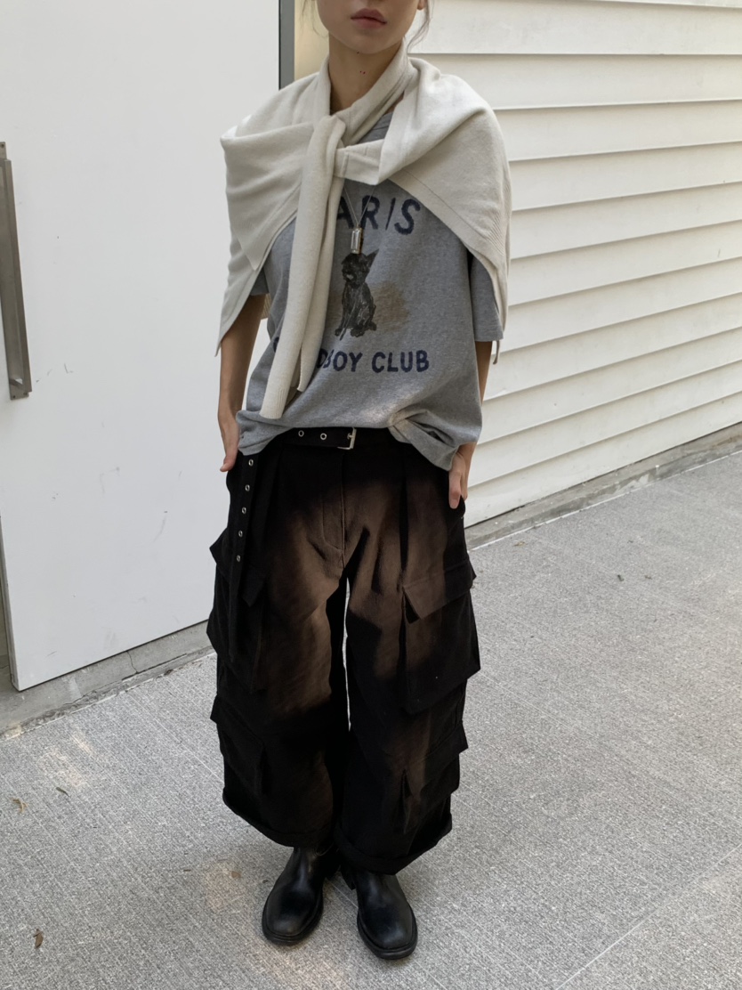 KARE/WEREPIECE東大門直郵女士新品推薦休閑褲含腰帶拉絨KARE/WERE PIECE休閑褲