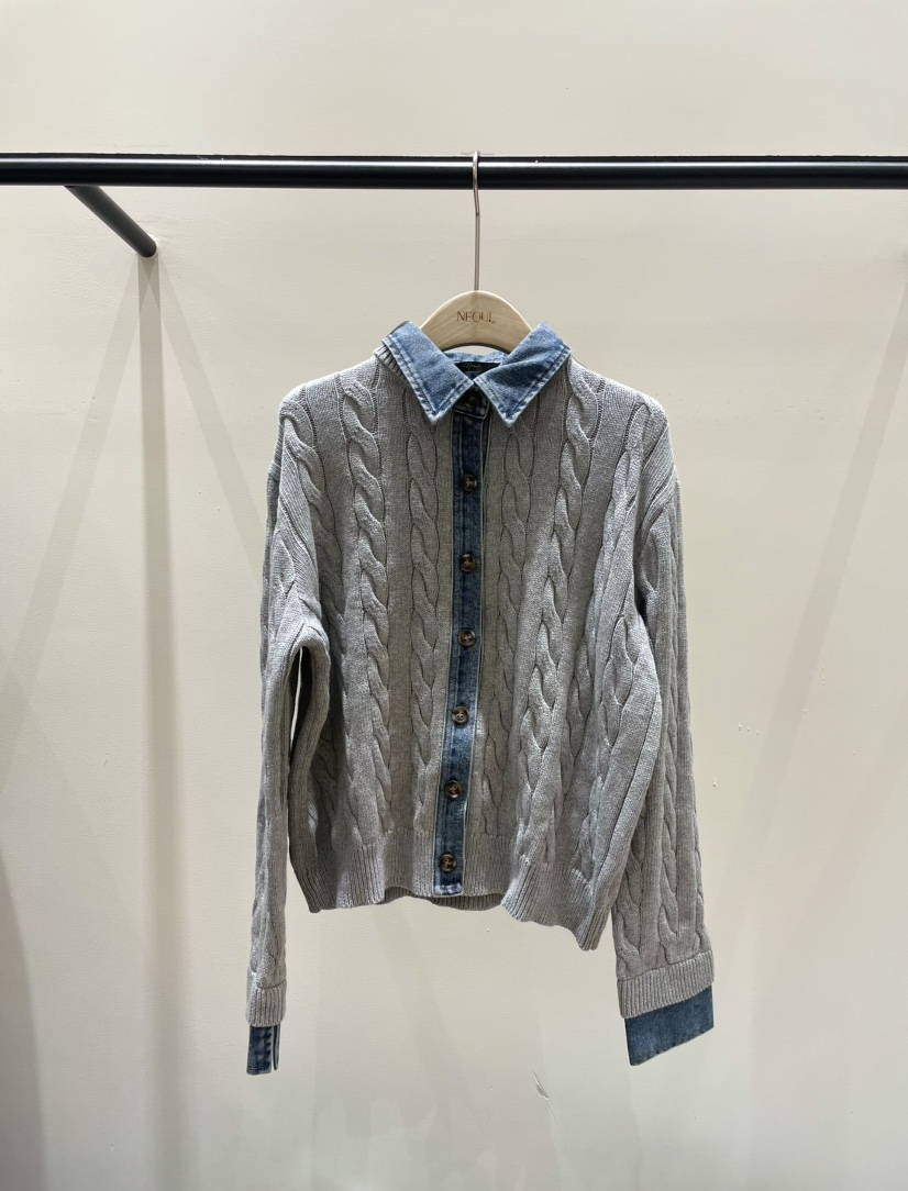 NEOUL韓國直郵女士新品真品人氣時尚熱賣休閑針織衫假兩件NEOUL/ahin雙領標簽針織衫圖色2