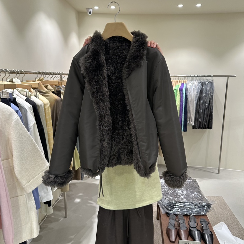 ROOM K-P韓國直郵女士新品熱賣休閑真品短款大衣毛皮雙面ROOM K-P短款大衣