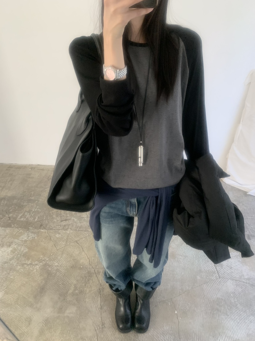 TRUE東大門代購女裝新品時尚推薦真品休閑人氣長袖T恤插肩袖TRUE長袖T恤