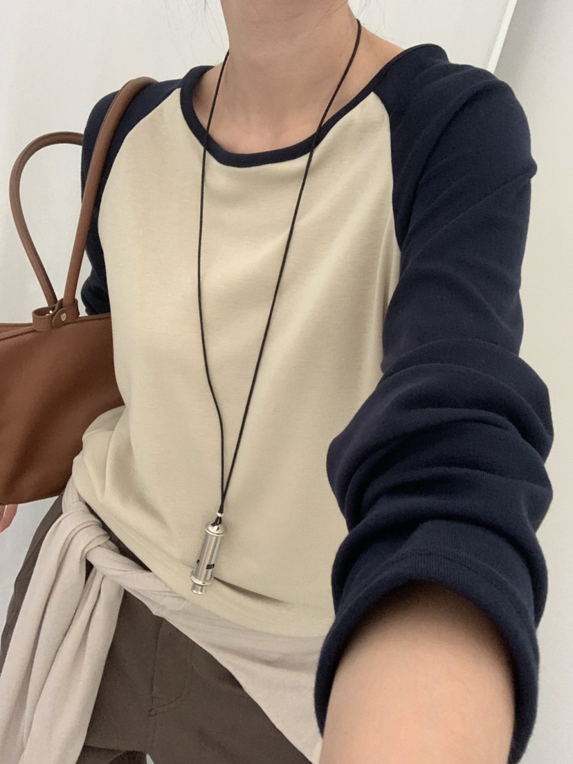 TRUE東大門代購女裝新品時尚推薦真品休閑人氣長袖T恤插肩袖TRUE長袖T恤