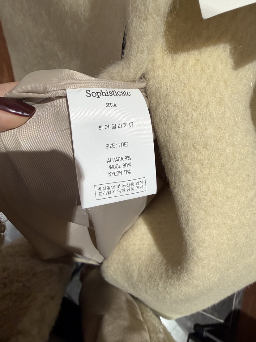 SOPHISTICATE東大門直郵女裝新款人氣時尚中長款大衣羊駝毛SOPHISTICATE中長款大衣