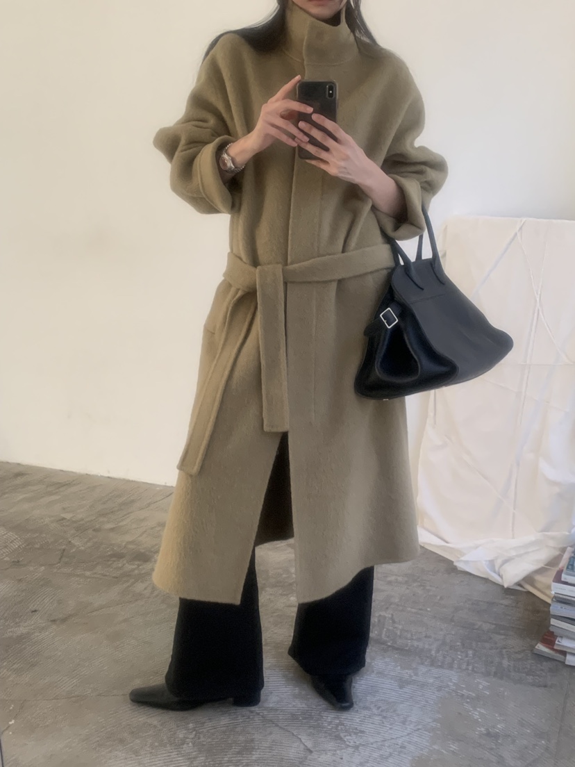 TRUE韓國代購女裝新品熱賣時尚休閑推薦中長款大衣含腰帶TRUE中長款大衣