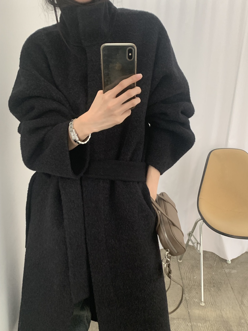 TRUE韓國代購女裝新品熱賣時尚休閑推薦中長款大衣含腰帶TRUE中長款大衣