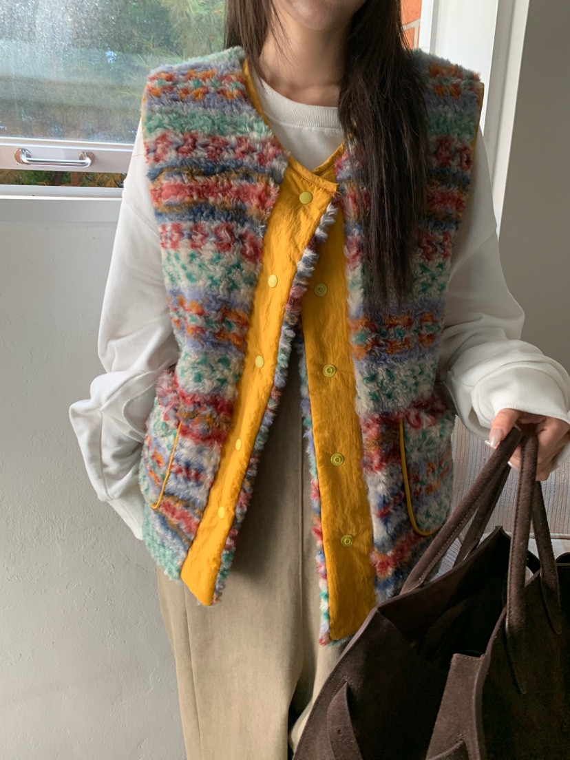 MAISONDEGLORY東大門實拍女裝新款人氣馬甲不含內搭毛皮雙面Maison de glory馬甲圖色1