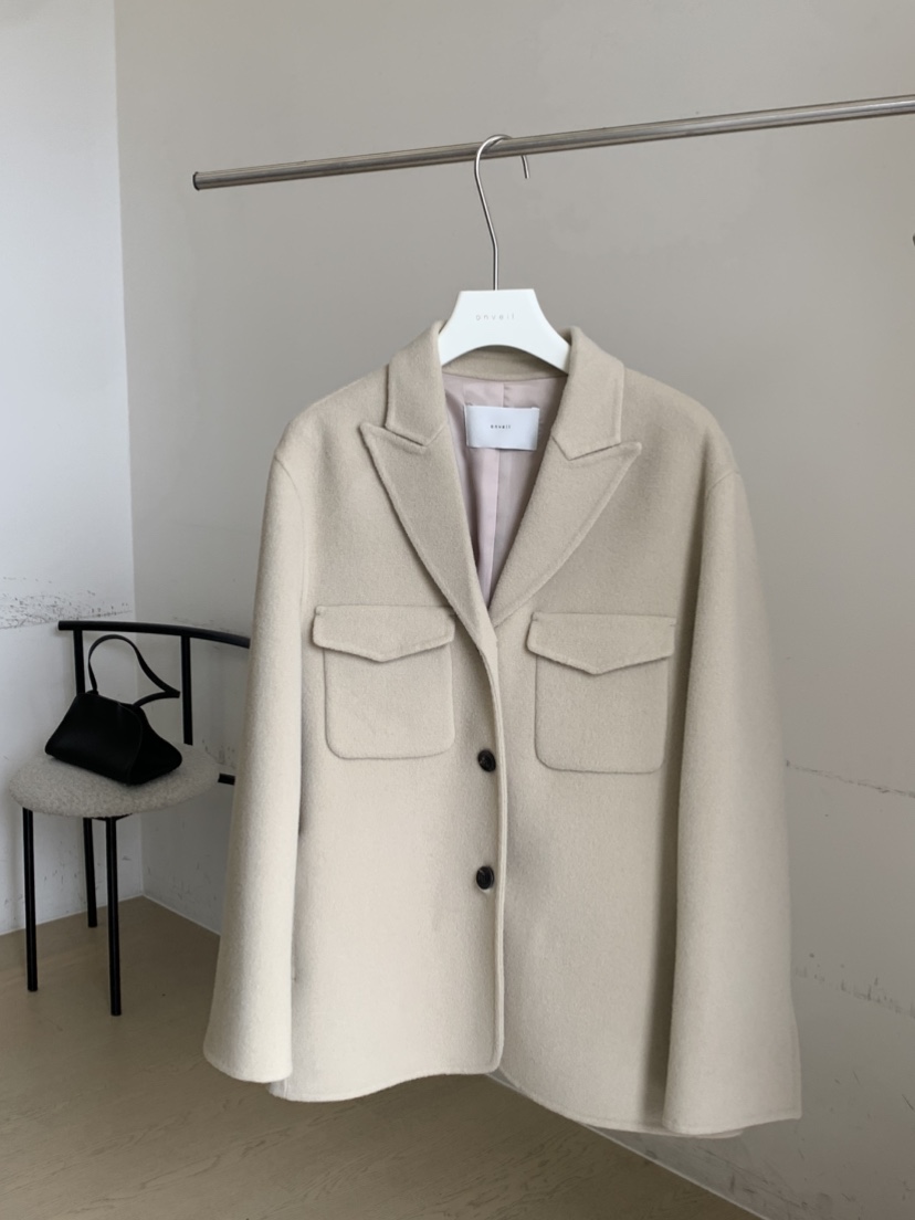 ONVEIL東大門代購女士新品人氣真品熱賣短款大衣口袋手工ONVEIL短款大衣圖色1