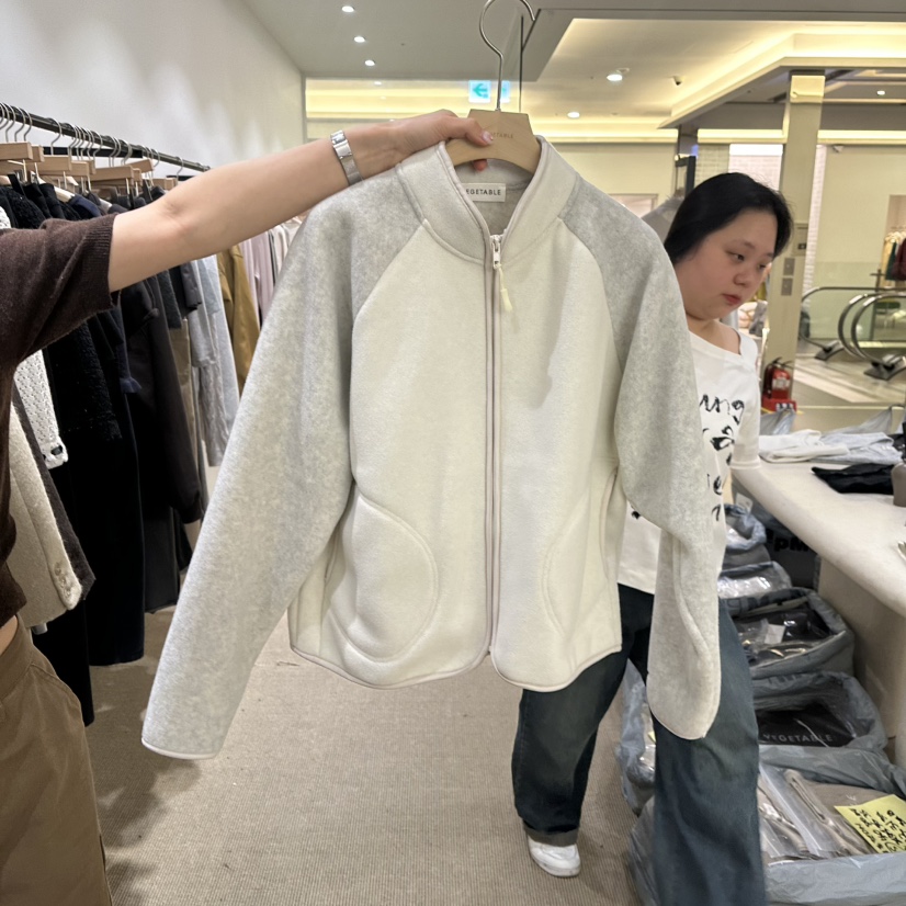 VEGETABLE東大門實拍女裝新品真品時尚推薦休閑夾克毛絨拉鏈VEGETABLE夾克圖色1