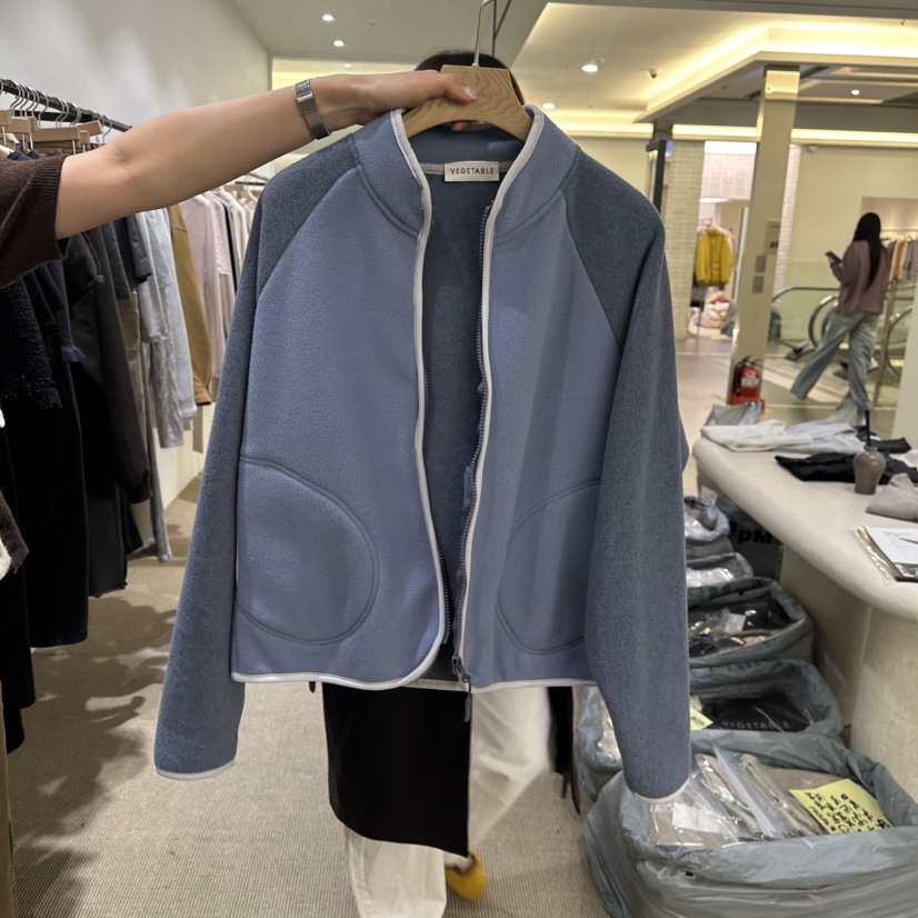 VEGETABLE東大門實拍女裝新品真品時尚推薦休閑夾克毛絨拉鏈VEGETABLE夾克圖色2