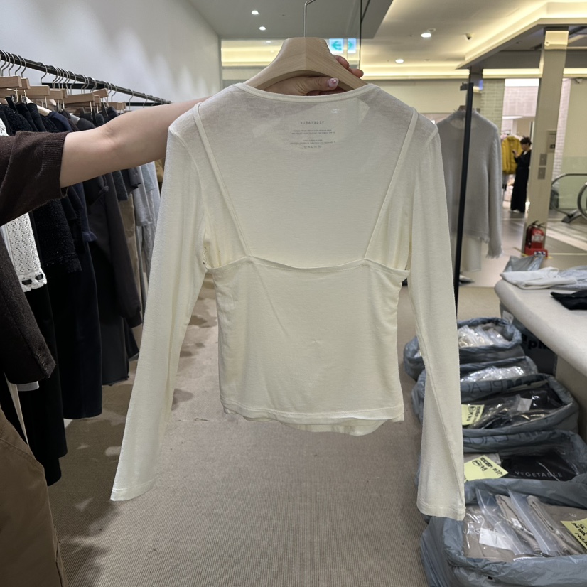VEGETABLE韓國直郵女士新品時尚真品人氣推薦長袖T恤假兩件VEGETABLE長袖T恤
