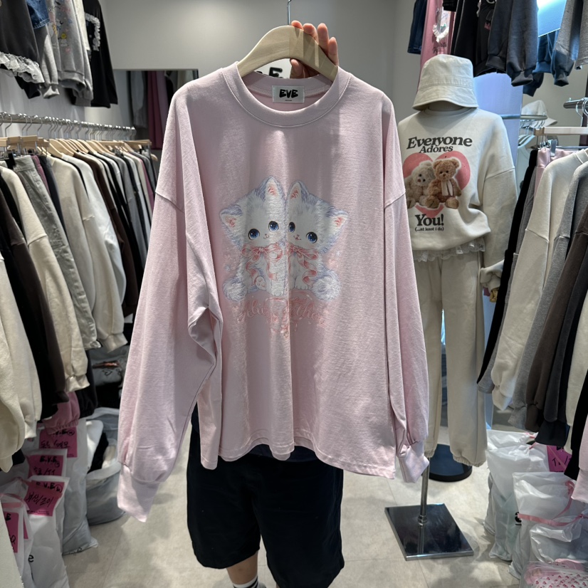 EVE韓國代購女裝新品熱賣休閑人氣時尚推薦長袖T恤可愛的EVE長袖T恤圖色2