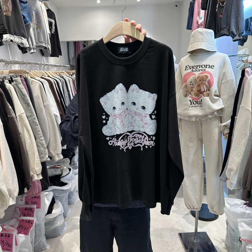 EVE韓國代購女裝新品熱賣休閑人氣時尚推薦長袖T恤可愛的EVE長袖T恤圖色3