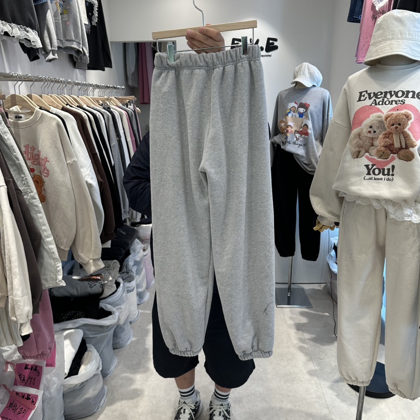 EVE韓國代購女裝新款真品時尚熱賣人氣休閑褲加絨抓絨運動EVE休閑褲