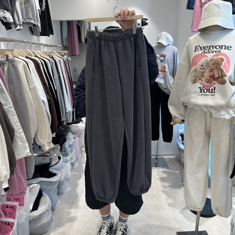 EVE韓國代購女裝新款真品時尚熱賣人氣休閑褲加絨抓絨運動EVE休閑褲圖色4
