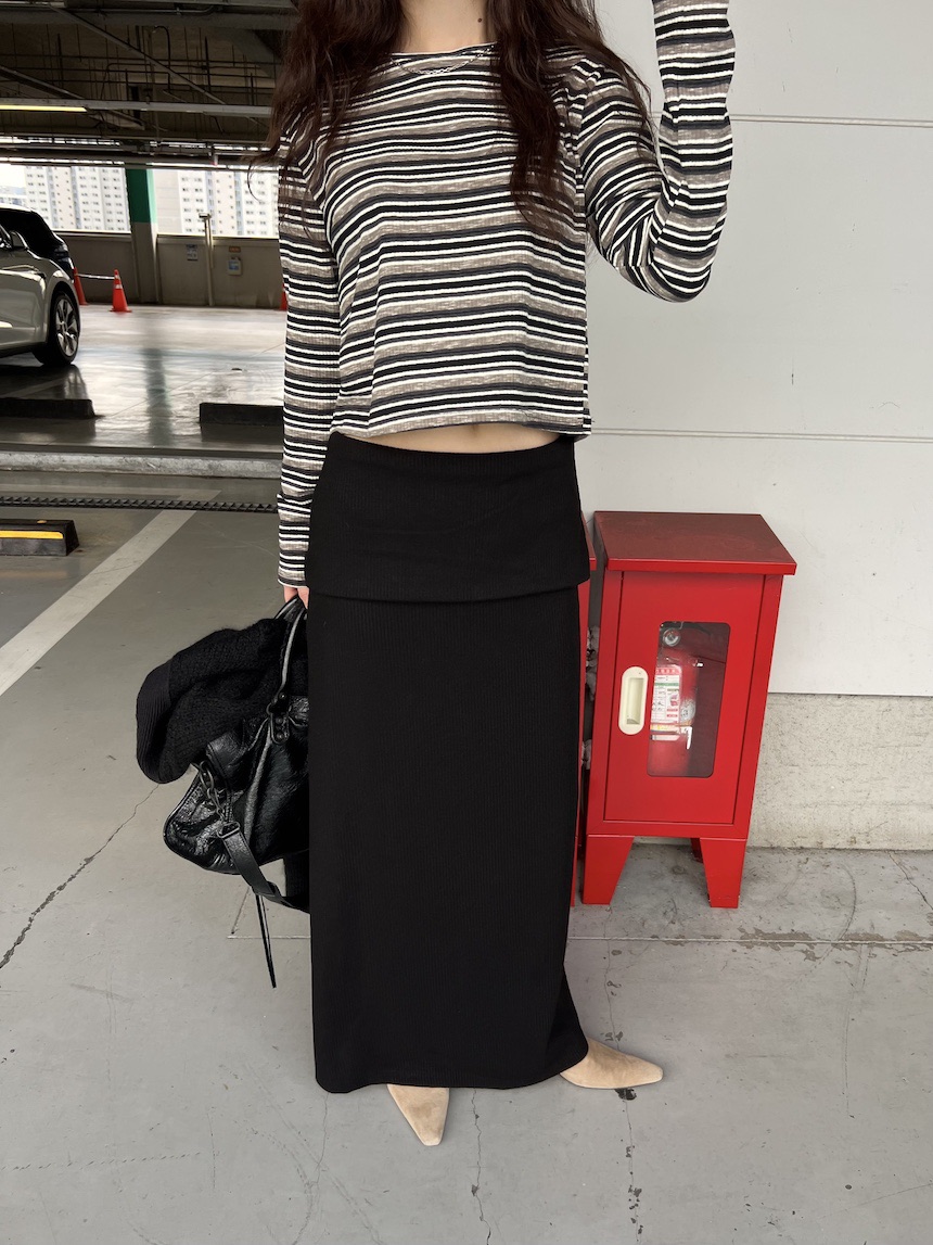 PLANTS ON GRAY東大門代購女士新品時尚真品熱賣長裙羅紋PLANTS ON GRAY長裙