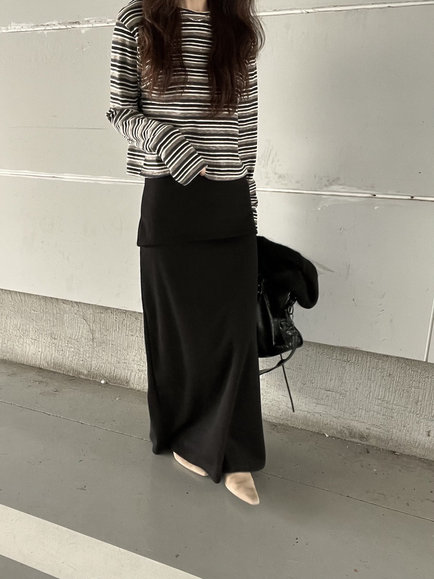 PLANTS ON GRAY東大門代購女士新品時尚真品熱賣長裙羅紋PLANTS ON GRAY長裙