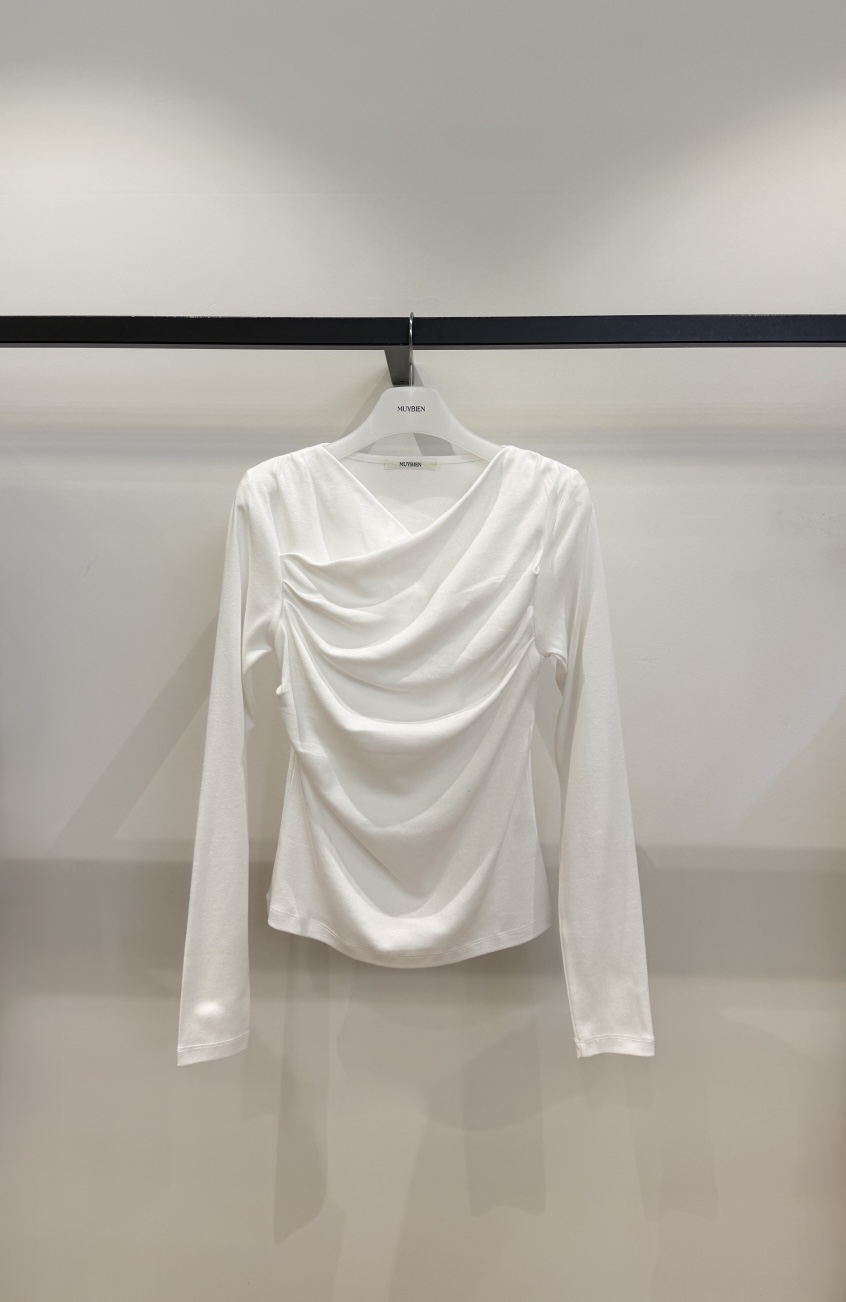 MUYBIEN東大門實拍女士新品真品時尚休閑人氣長袖T恤褶皺MUYBIEN長袖T恤圖色3