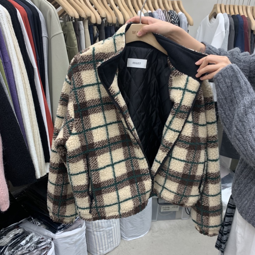 MURR東大門代購女裝新品人氣休閑時尚熱賣真品夾克格子短款MURR夾克