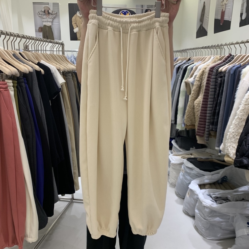 YUNBAL韓國代購女士新款休閑推薦時尚熱賣休閑褲保暖羅紋YUNBAL休閑褲圖色1