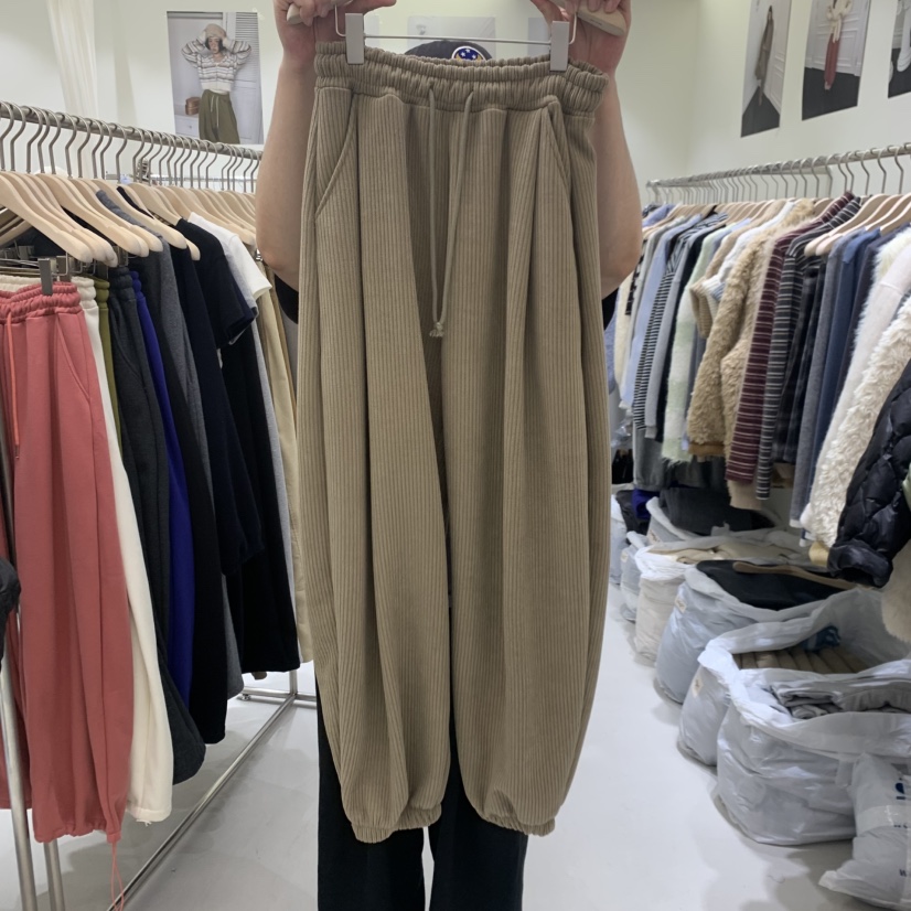 YUNBAL韓國代購女士新款休閑推薦時尚熱賣休閑褲保暖羅紋YUNBAL休閑褲圖色2