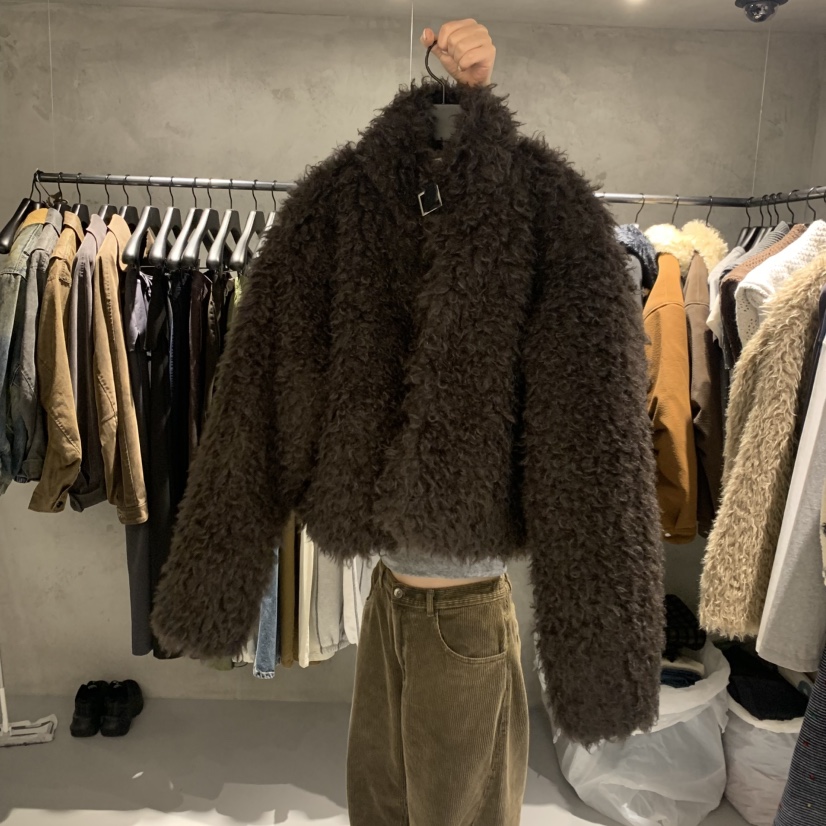 BALLOW STUDIO東大門實拍女士新款推薦休閑短款大衣馬海毛BALLOW STUDIO短款大衣圖色2