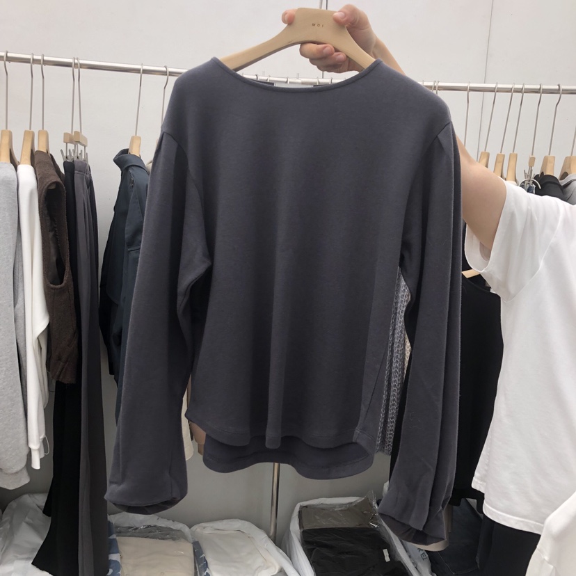MOI-A東大門實拍女裝新品真品時尚人氣推薦熱賣休閑長袖T恤MOI-A長袖T恤圖色2墨