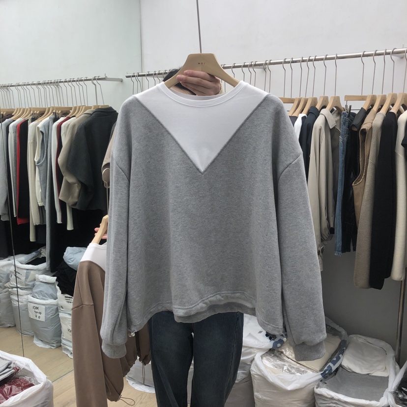 MOI-A東大門實拍女裝新款推薦真品熱賣時尚人氣衛衣撞色MOI-A衛衣圖色2