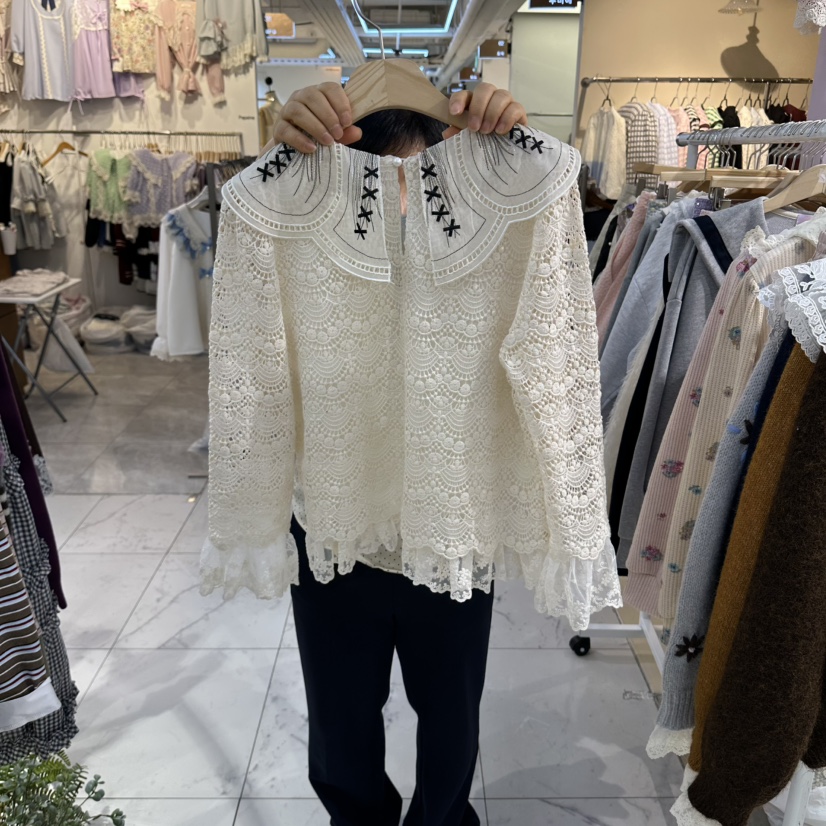 MS韓國代購女裝新品推薦熱賣真品時尚人氣休閑襯衫蕾絲衫MS襯衫/蕾絲衫