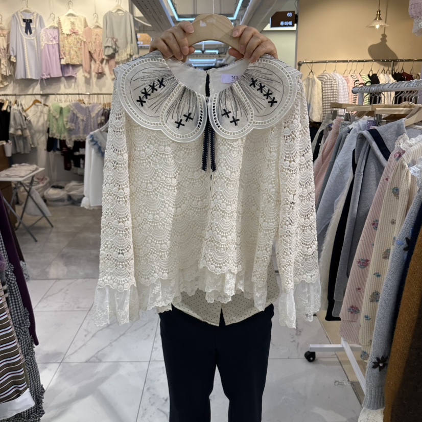 MS韓國代購女裝新品推薦熱賣真品時尚人氣休閑襯衫蕾絲衫MS襯衫/蕾絲衫圖色1