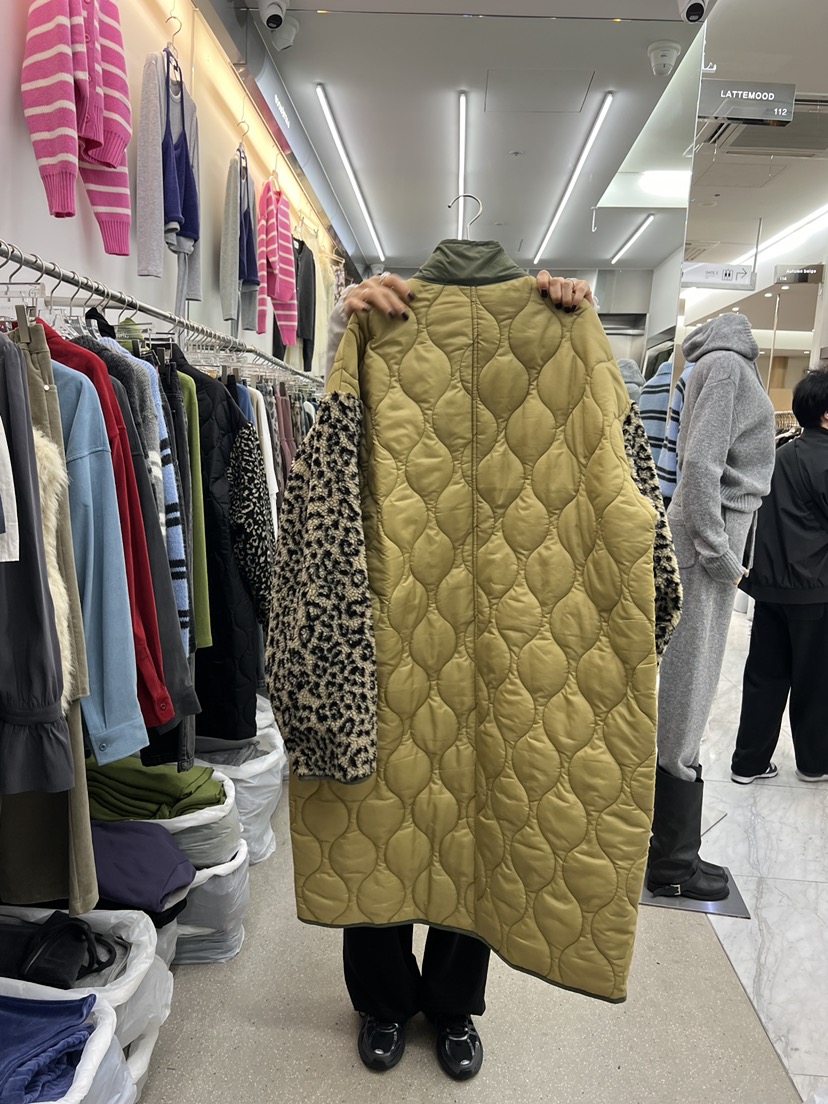 LATTEMOOD韓國代購女士新品時尚休閑真品中長款大衣豹紋雙面LATTEMOOD中長款大衣