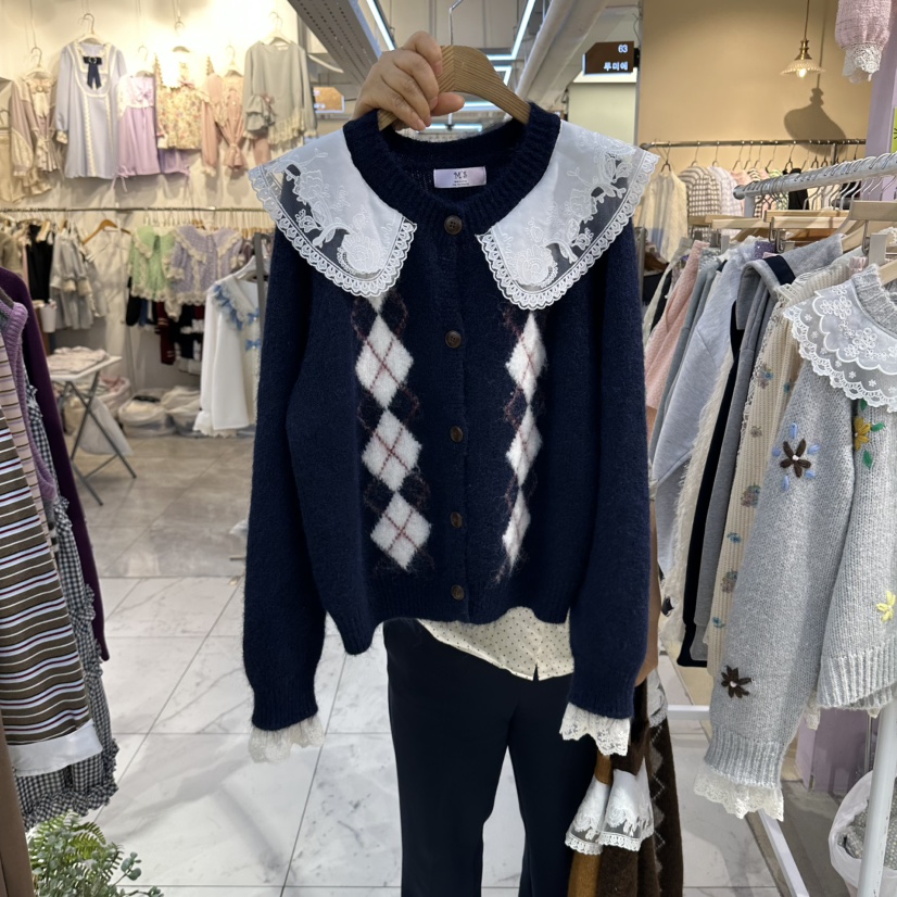 MS韓國代購女裝新款推薦真品休閑熱賣時尚人氣毛衣MS毛衣圖色3深藍色
