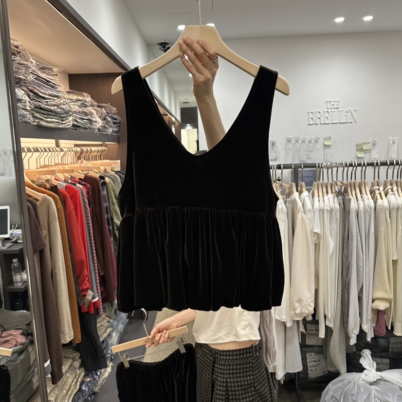 BRELLIN東大門代購女裝新品人氣時尚真品吊帶背心天鵝絨無袖BRELLIN吊帶/背心