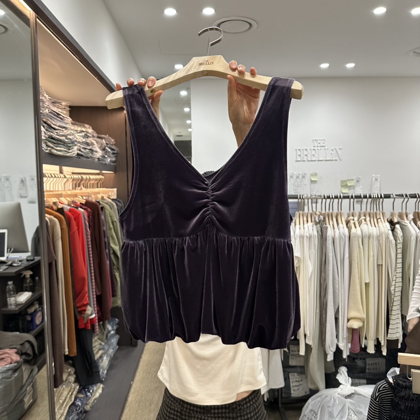 BRELLIN東大門代購女裝新品人氣時尚真品吊帶背心天鵝絨無袖BRELLIN吊帶/背心圖色2紫色