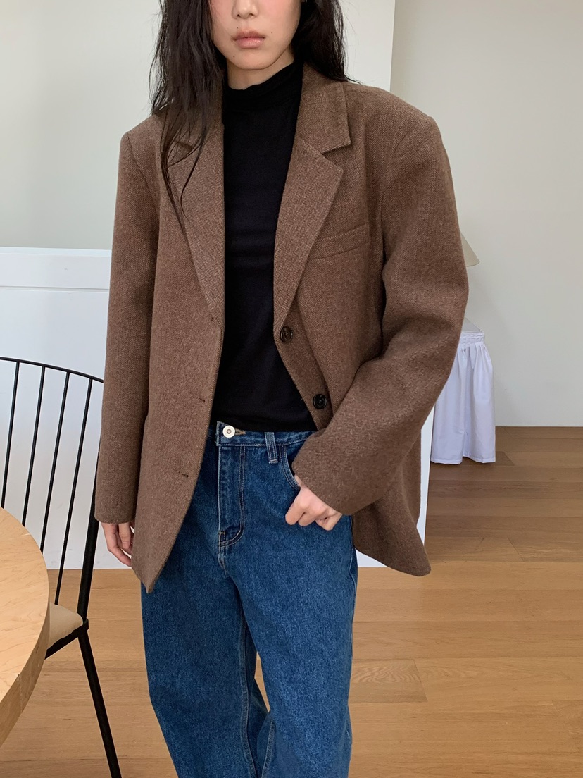 LOVEMYSANTA東大門代購女士新款真品休閑熱賣推薦夾克人字紋LOVEMYSANTA夾克圖色1