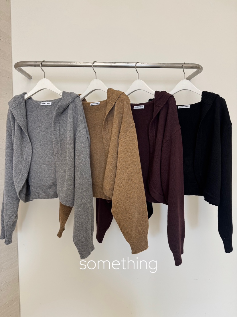 SOMETHING-L/FANCY東大門實拍女士新品休閑開衫連帽針織衫SOMETHING-L/FANCY開衫