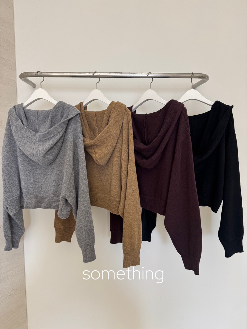 SOMETHING-L/FANCY東大門實拍女士新品休閑開衫連帽針織衫SOMETHING-L/FANCY開衫