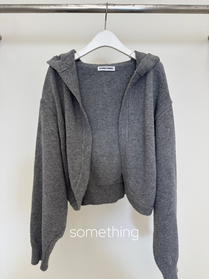SOMETHING-L/FANCY東大門實拍女士新品休閑開衫連帽針織衫SOMETHING-L/FANCY開衫圖色1