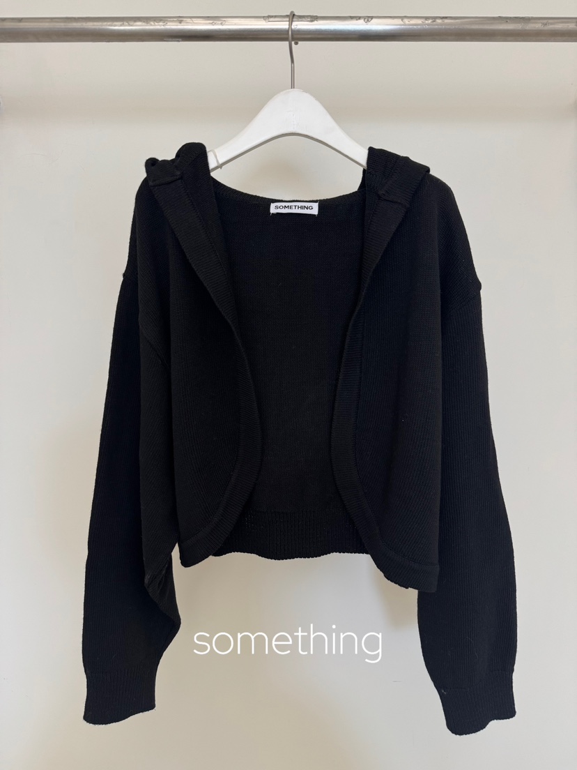SOMETHING-L/FANCY東大門實拍女士新品休閑開衫連帽針織衫SOMETHING-L/FANCY開衫圖色4黑色
