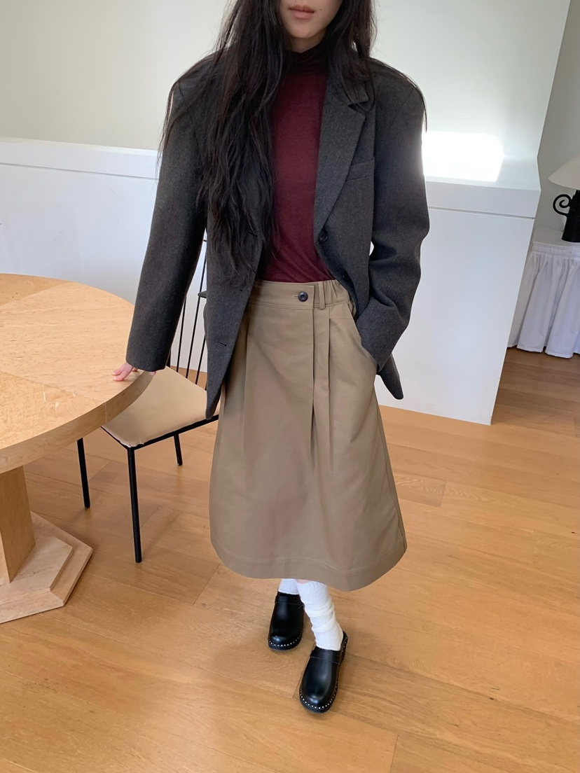 LOVEMYSANTA韓國直郵女士新款休閑推薦真品長裙斜紋布紐扣LOVEMYSANTA長裙