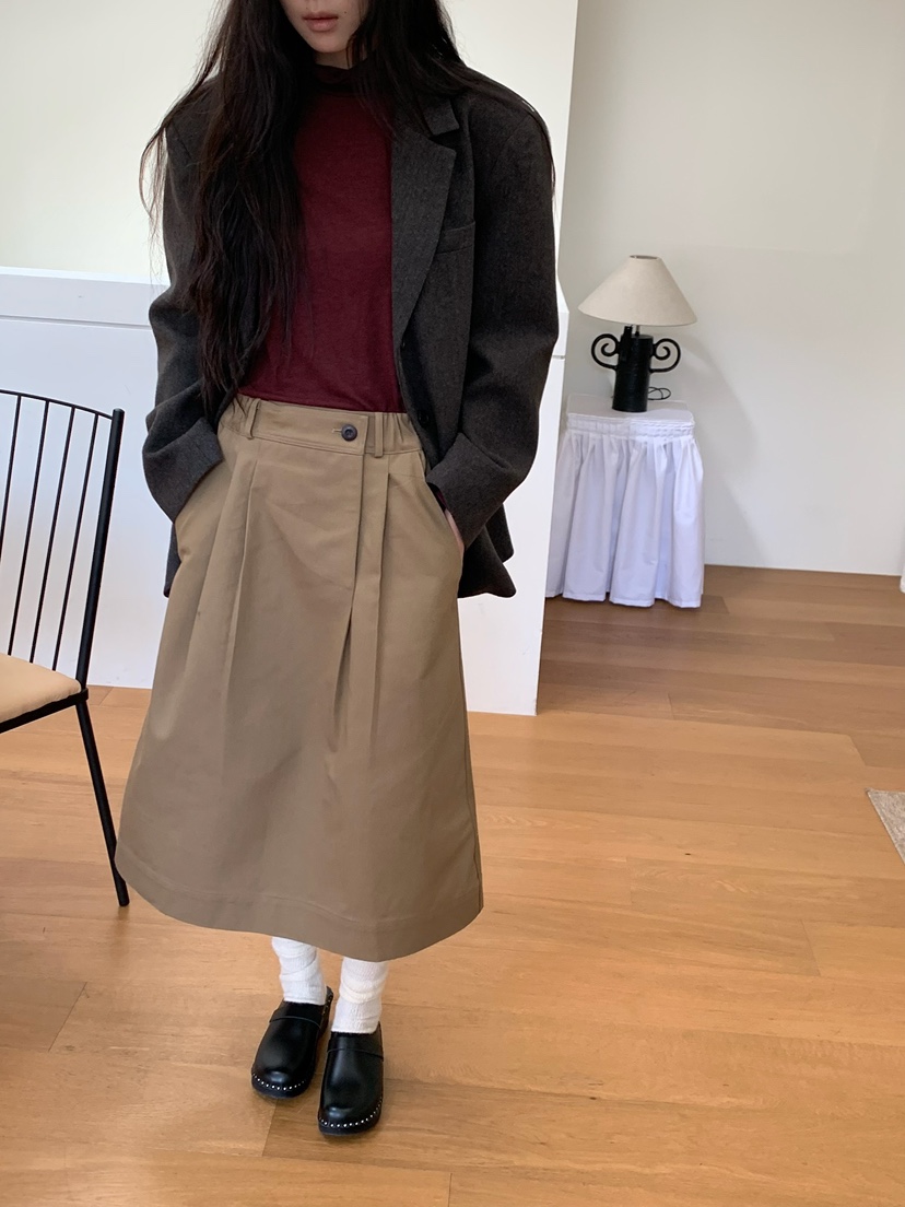 LOVEMYSANTA韓國直郵女士新款休閑推薦真品長裙斜紋布紐扣LOVEMYSANTA長裙
